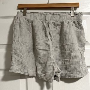 H&M sea foam green/grey gauze shorts.